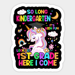 So Long Kindergarten Graduation Class 2024 Unicorn Girls Sticker